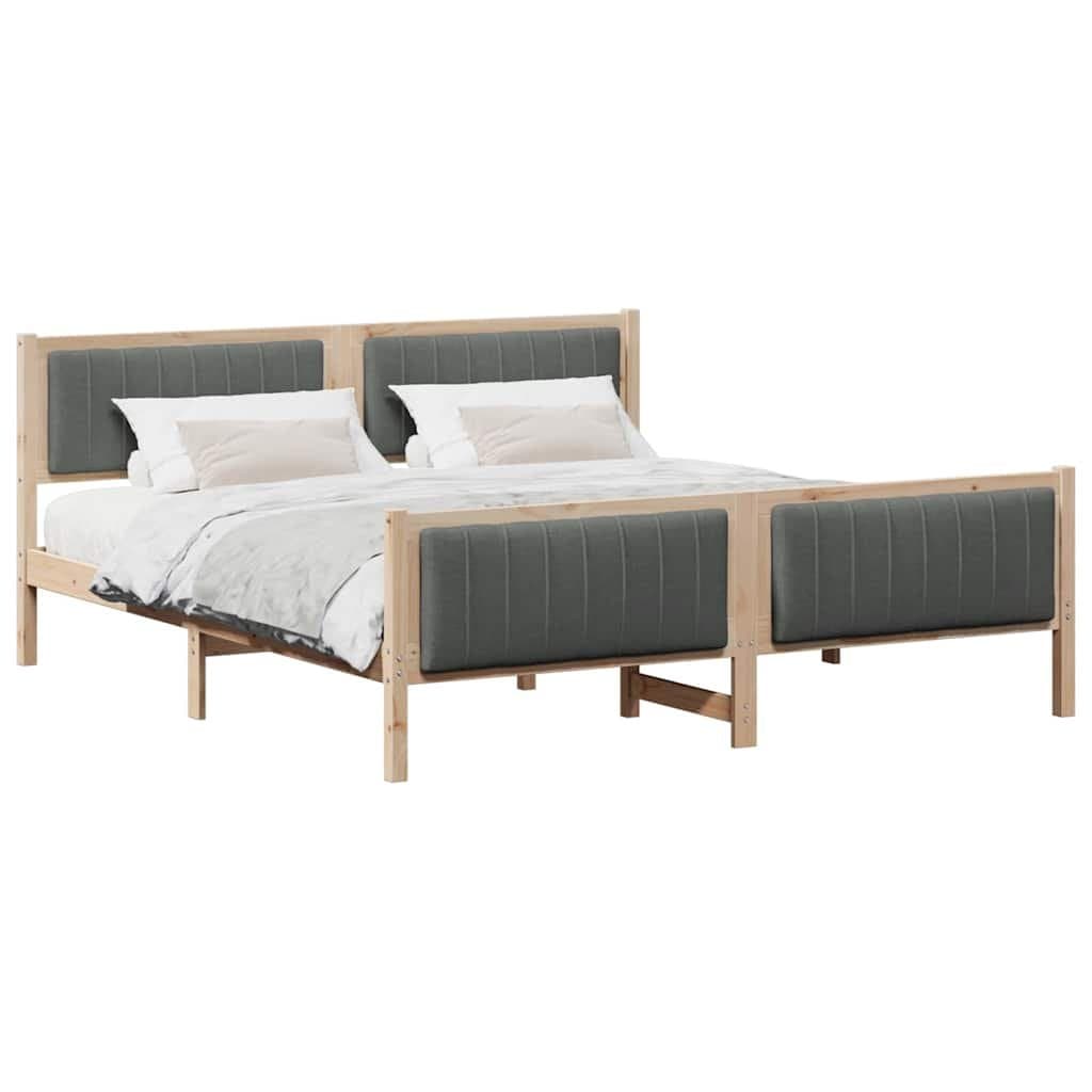 Solid Pine Wood Bed Frame 180 x 200 cm in Brown and Dark Grey
