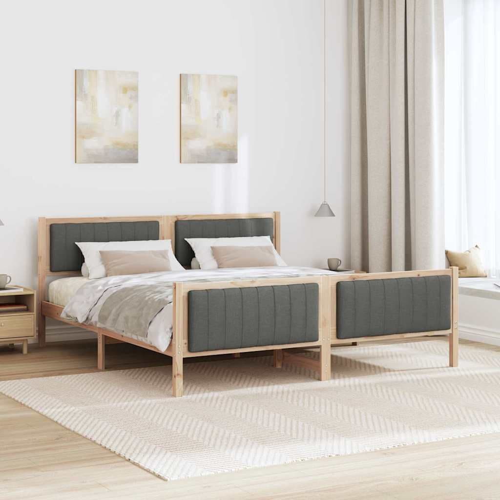 Solid Pine Wood Bed Frame 180 x 200 cm in Brown and Dark Grey