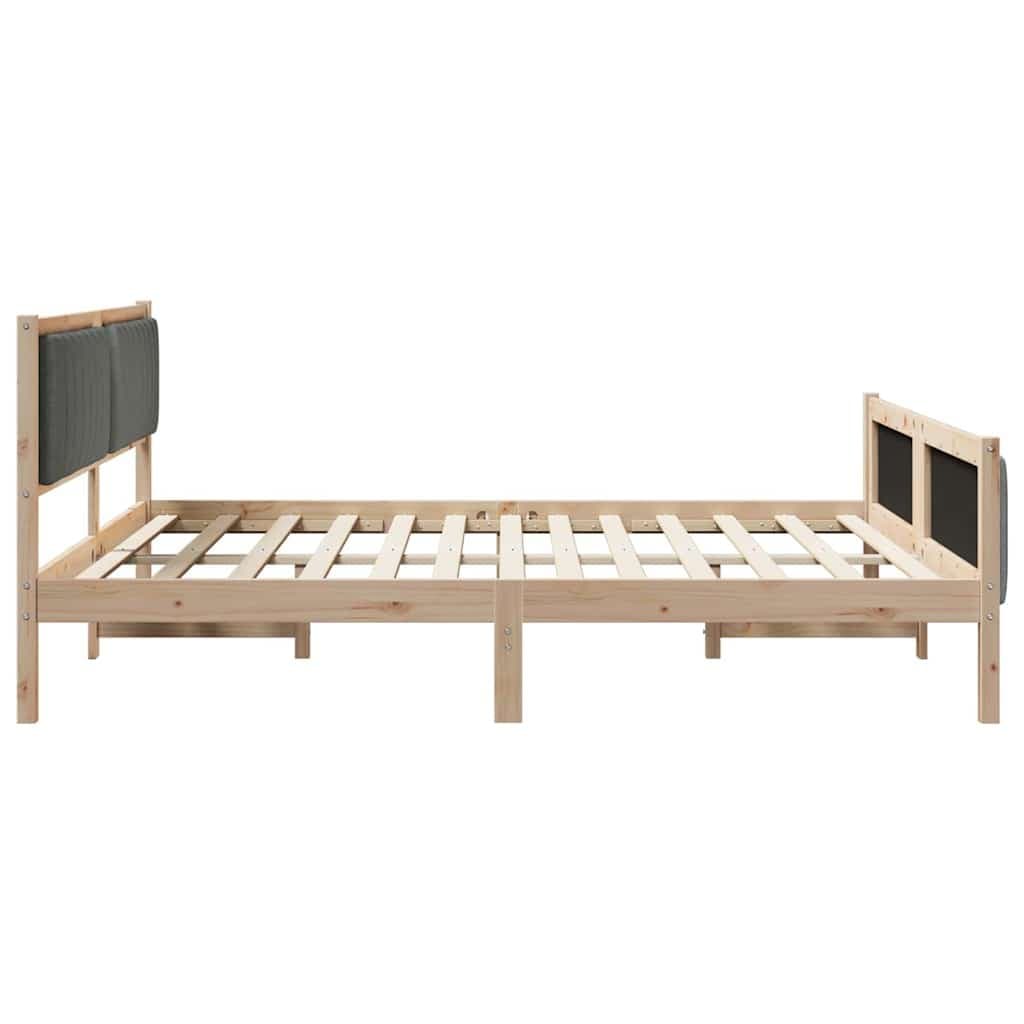Solid Pine Wood Bed Frame 180 x 200 cm in Brown and Dark Grey