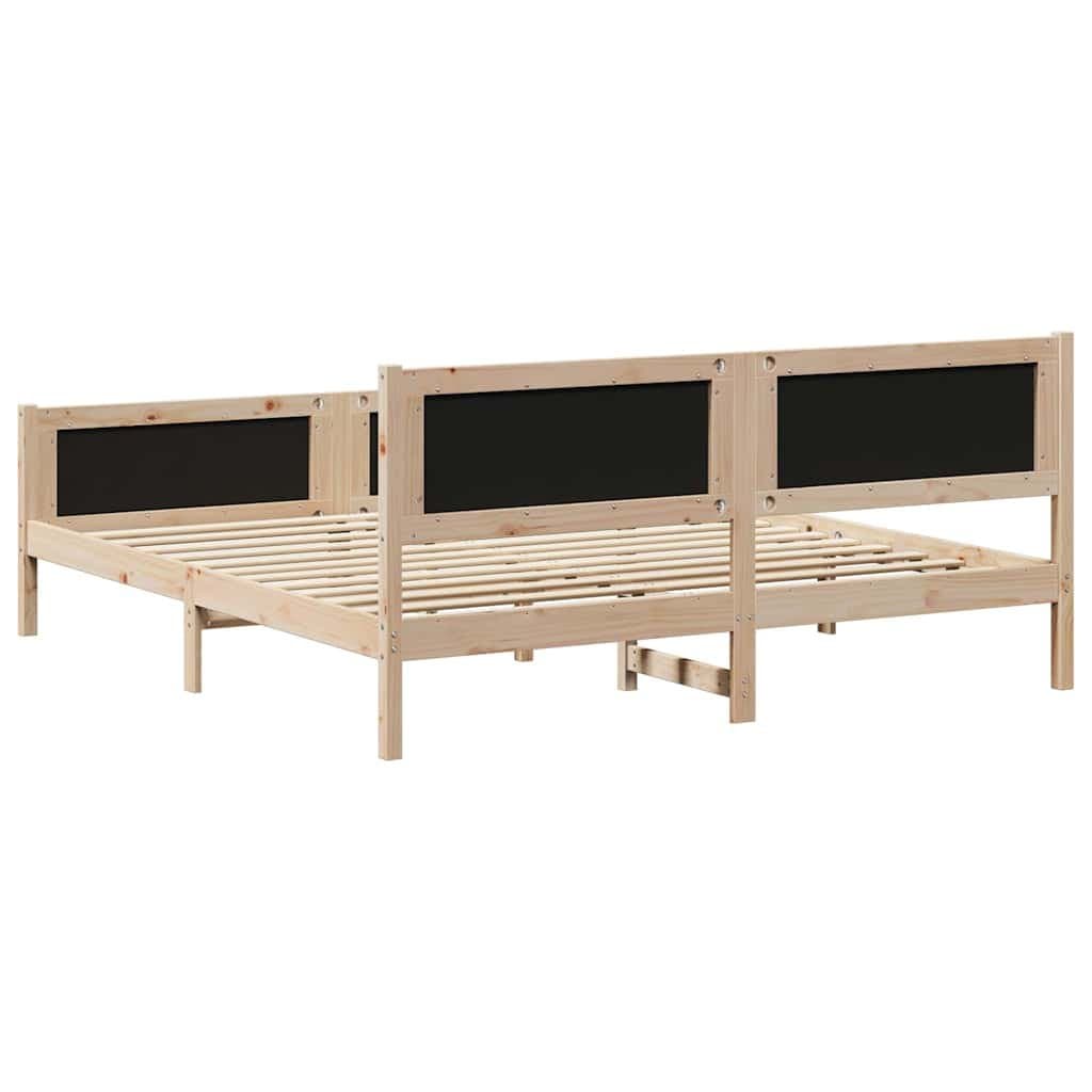 Solid Pine Wood Bed Frame 180 x 200 cm in Brown and Dark Grey