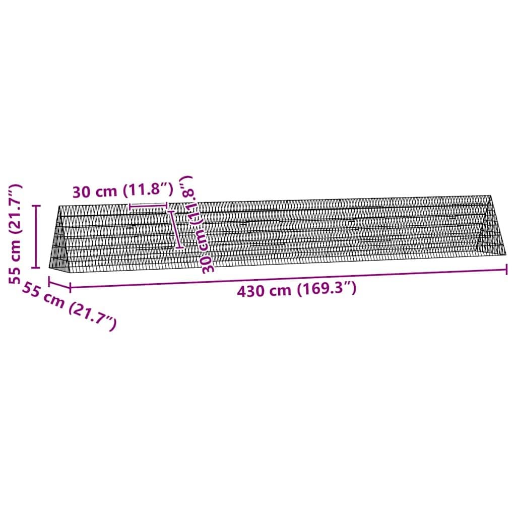 Galvanised Steel Chicken Cage for Outdoor Use 430 x 55 x 55 cm