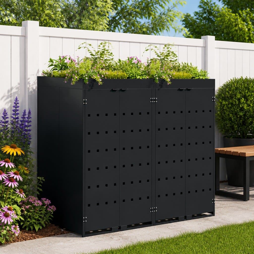 Black Wheelie Bin Storage for 2 Bins