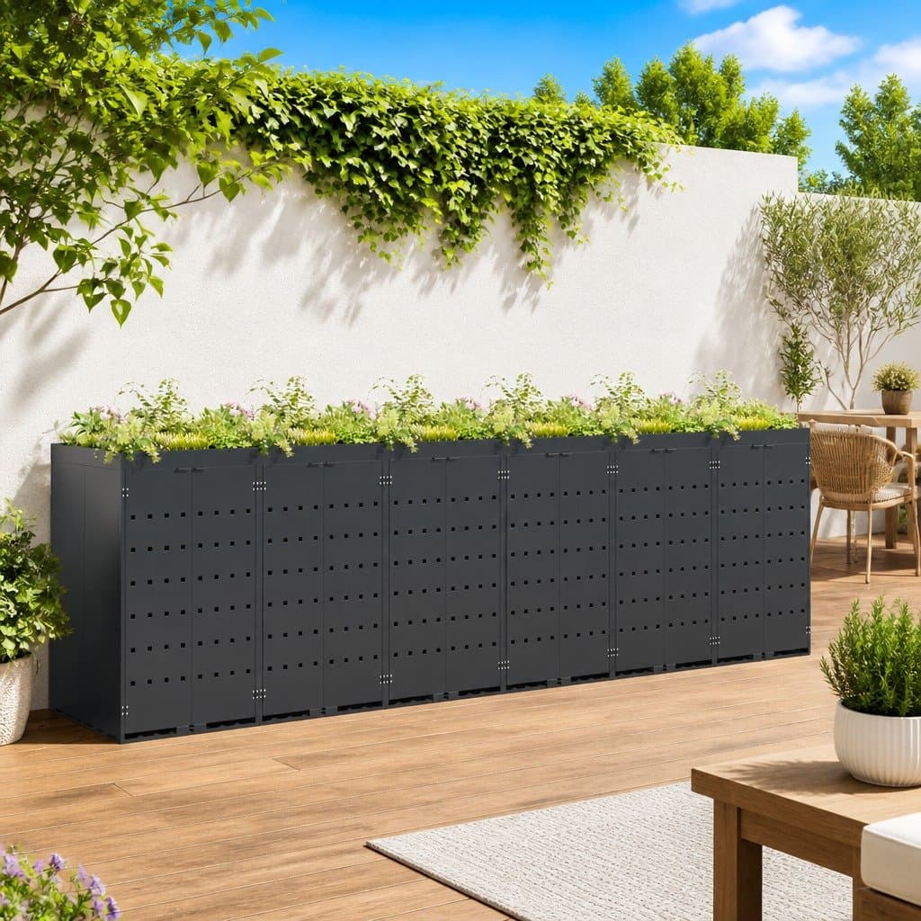 Wheelie Bin Storage for 6 Bins Anthracite Garden Outdoor Waste Container