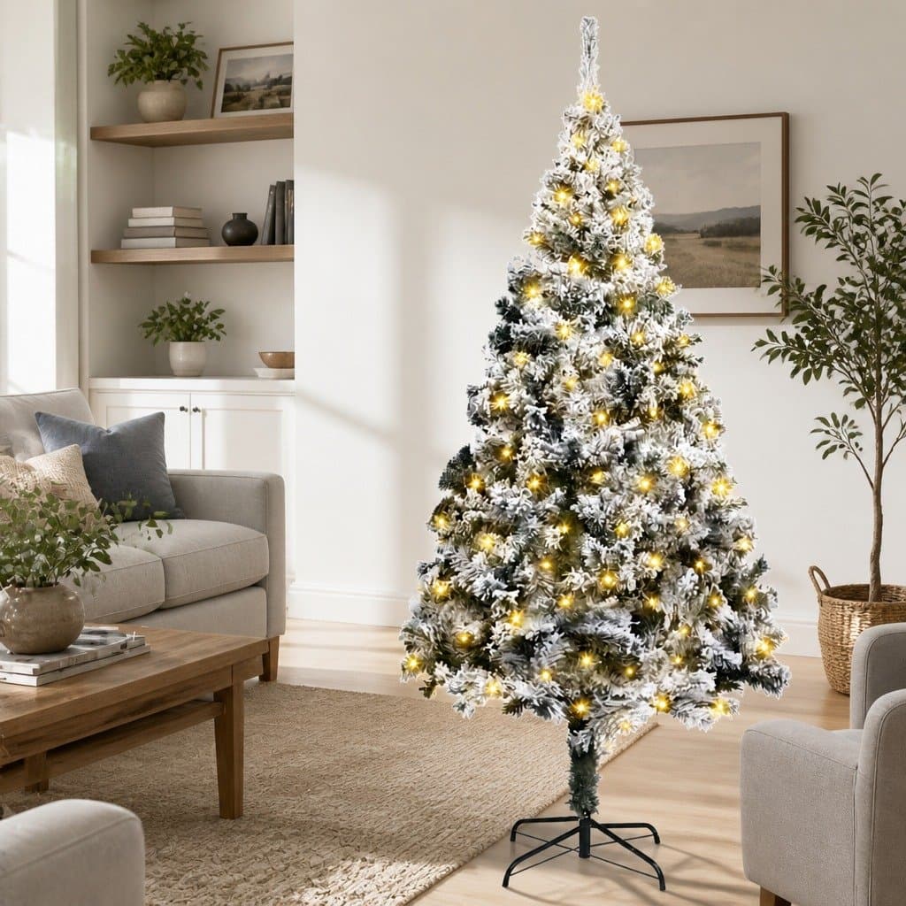 Artificial Christmas Tree White 180cm Cone Shape LED String Lights USB Powered