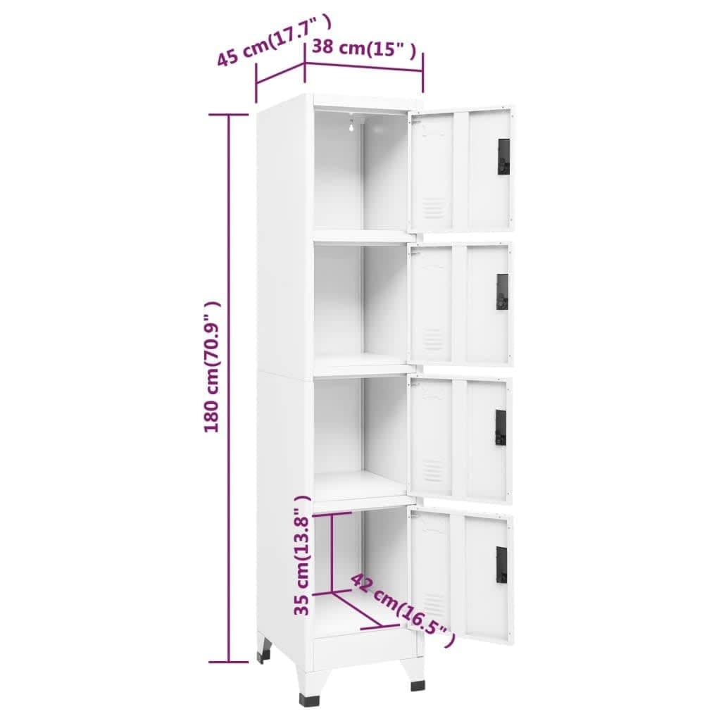 White Steel Locker Cabinet with Lockable Doors