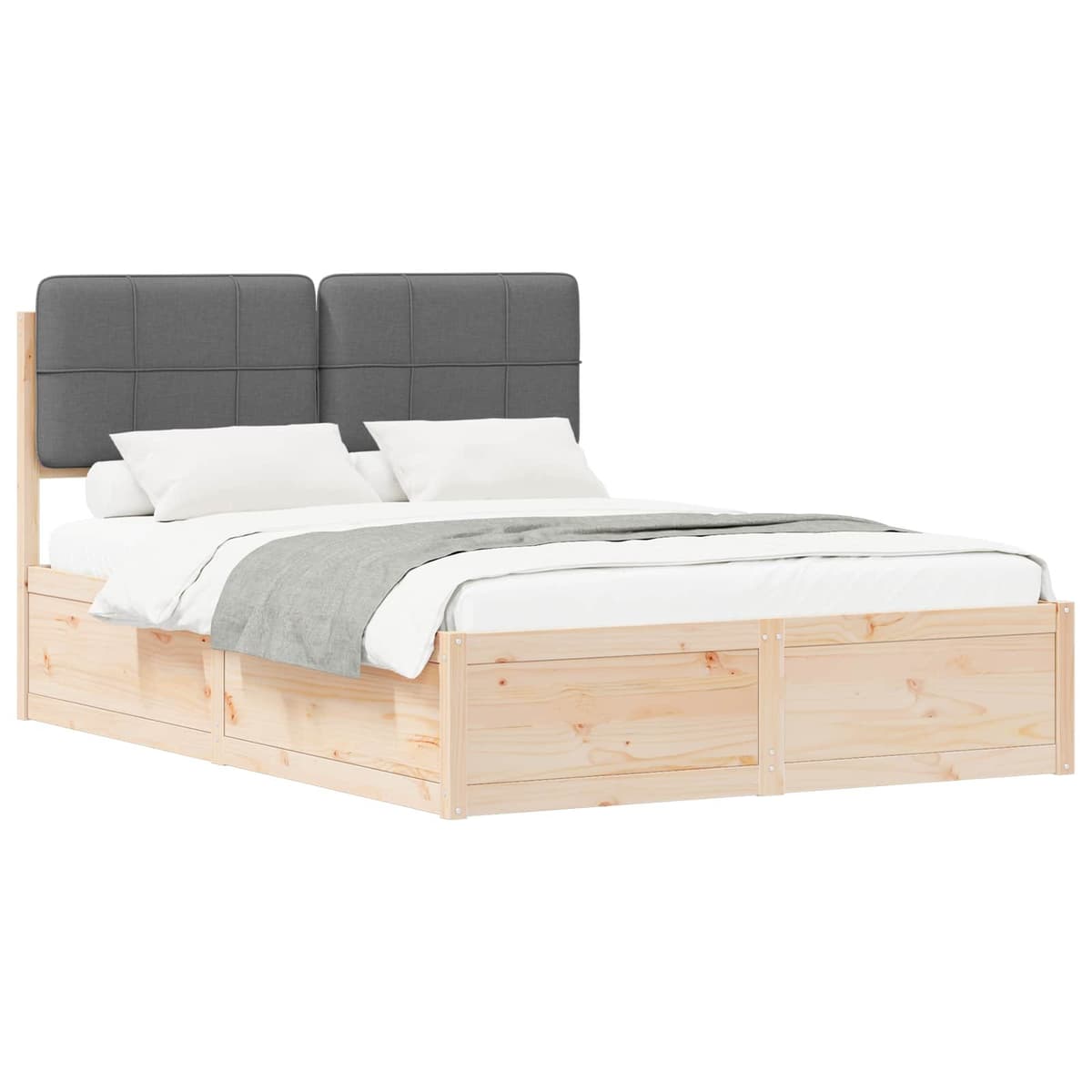 Grey Upholstered Bed Frame 150 x 200 cm