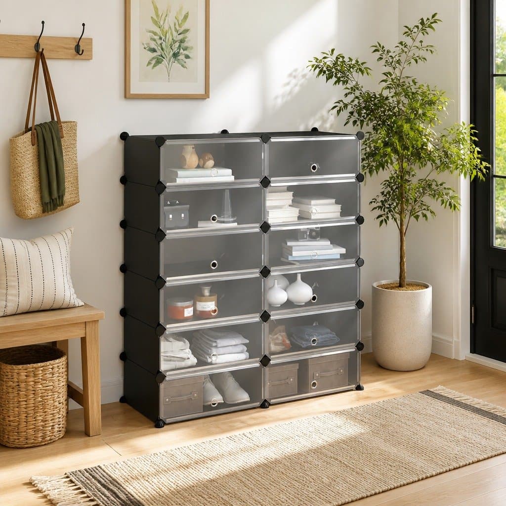 Black Shoe Rack Storage Organizer 94.5x36.5x106cm
