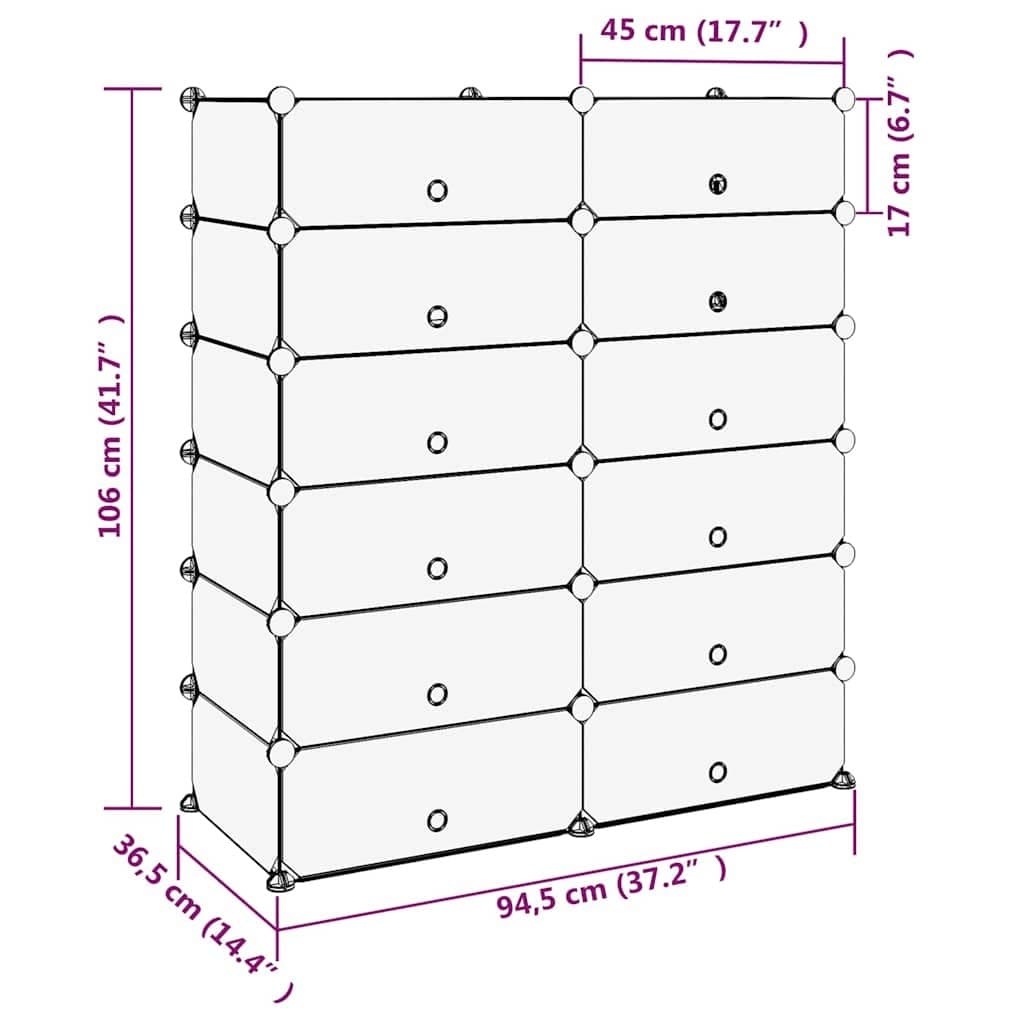 Black Shoe Rack Storage Organizer 94.5x36.5x106cm