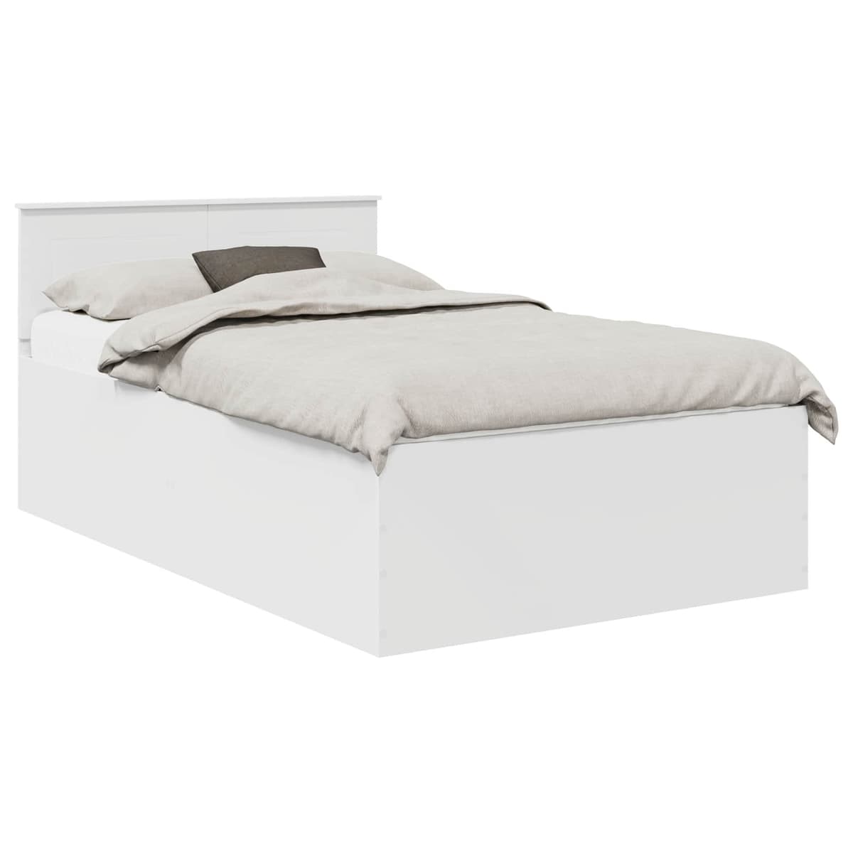White Bed Frame with Headboard, 135 x 190 cm