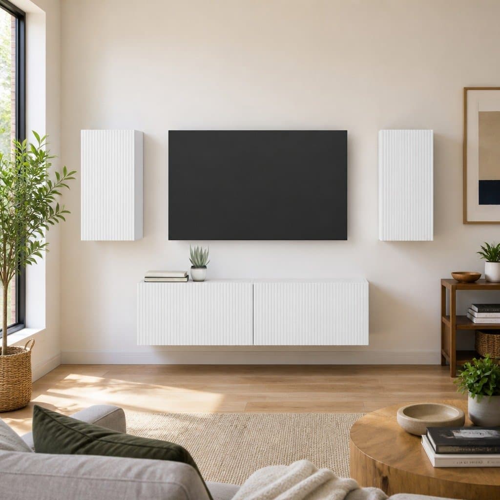 TV Cabinet Set 4 pcs White Entertainment Centre Storage Unit Living Room Media