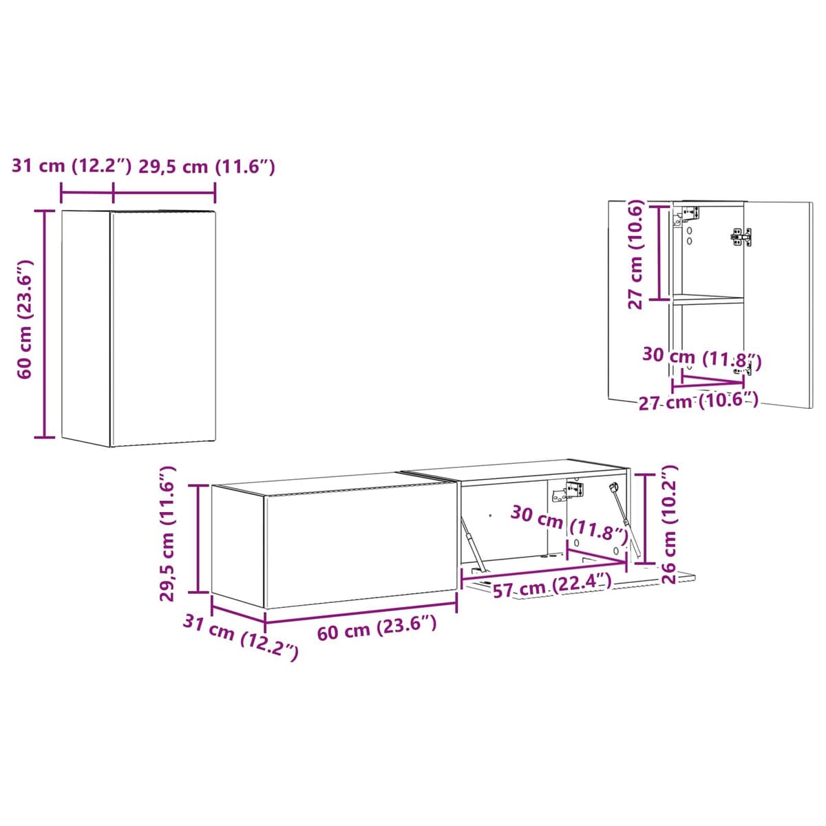TV Cabinet Set 4 pcs White Entertainment Centre Storage Unit Living Room Media