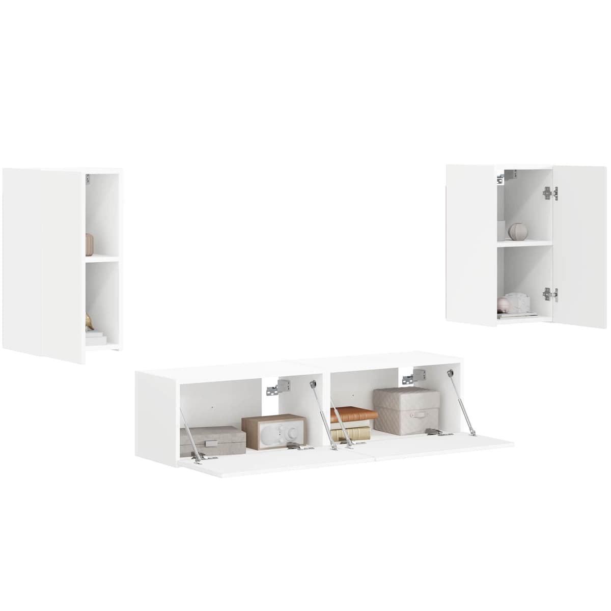 TV Cabinet Set 4 pcs White Entertainment Centre Storage Unit Living Room Media