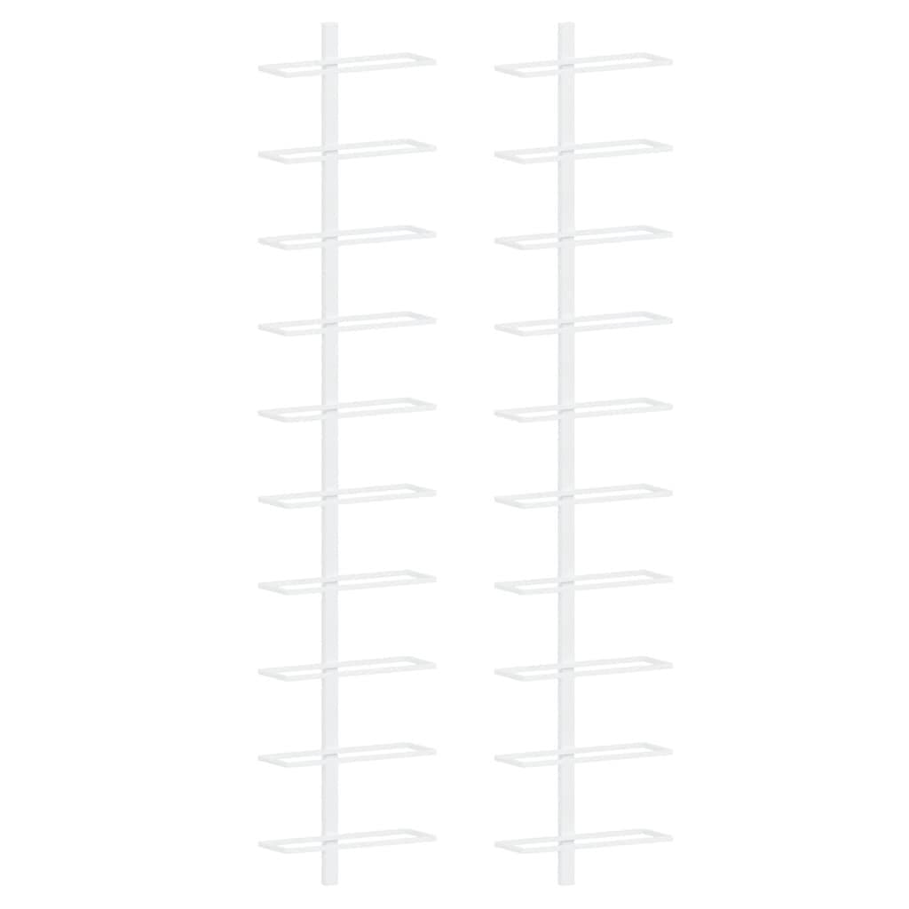 White Metal Wall-mounted Wine Rack Set of 2