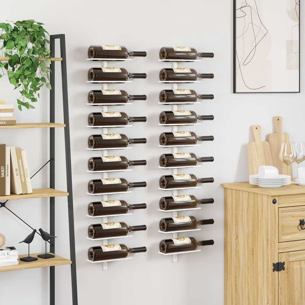 White Metal Wall-mounted Wine Rack Set of 2