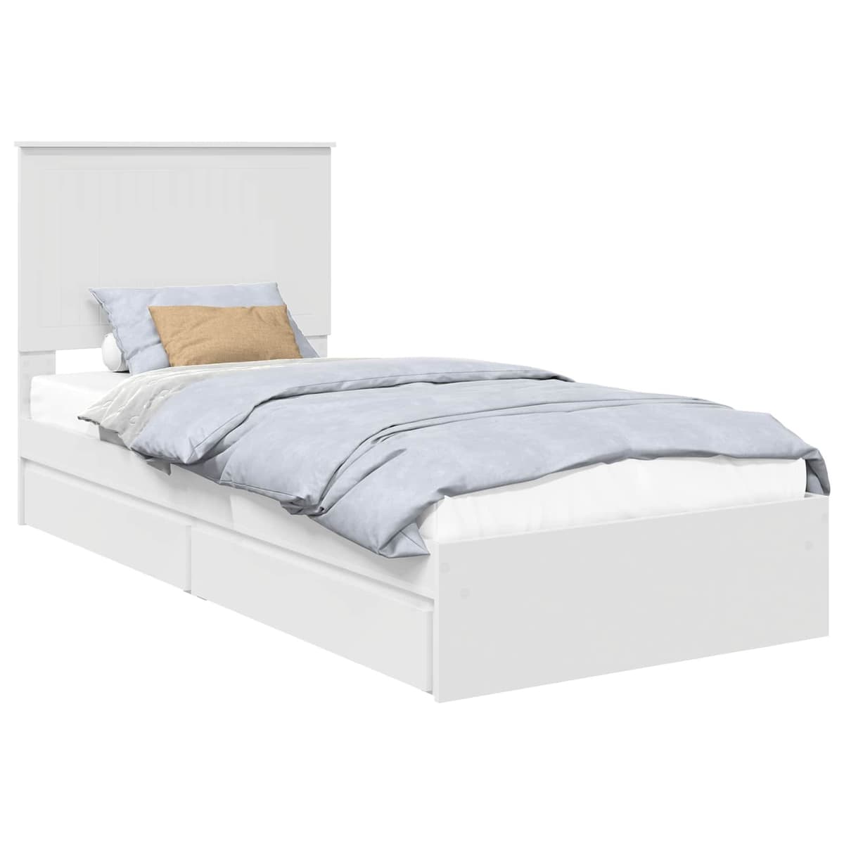 White Storage Bed with Headboard 90 x 190 cm