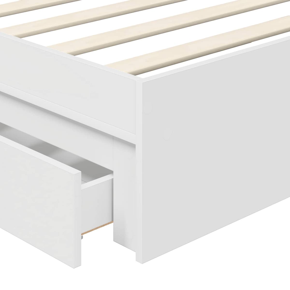 White Storage Bed with Headboard 90 x 190 cm