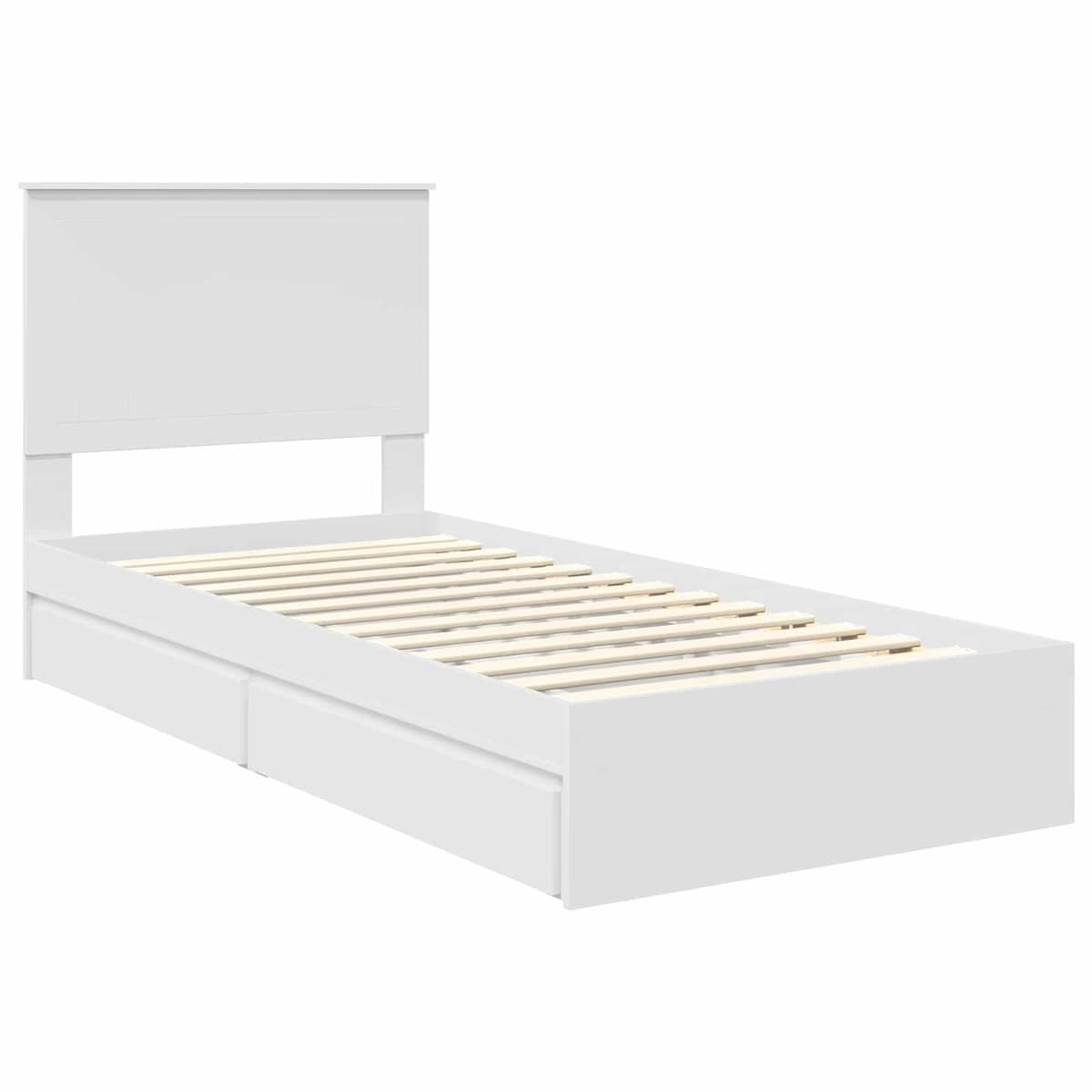 White Storage Bed with Headboard 90 x 190 cm