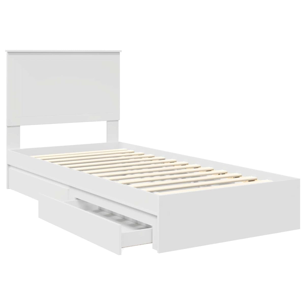 White Storage Bed with Headboard 90 x 190 cm