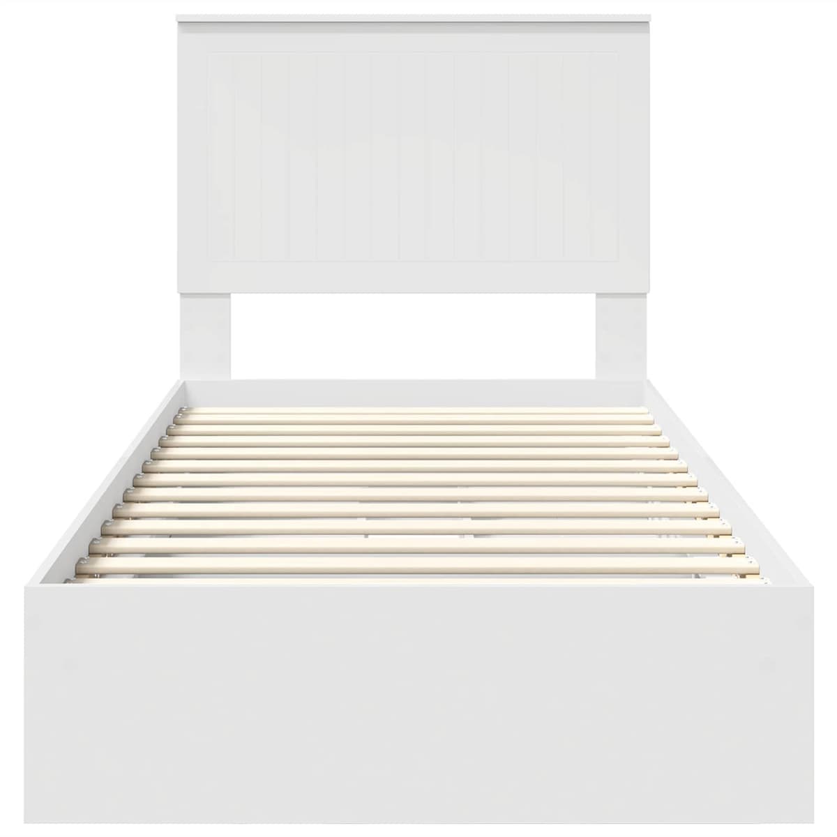 White Storage Bed with Headboard 90 x 190 cm