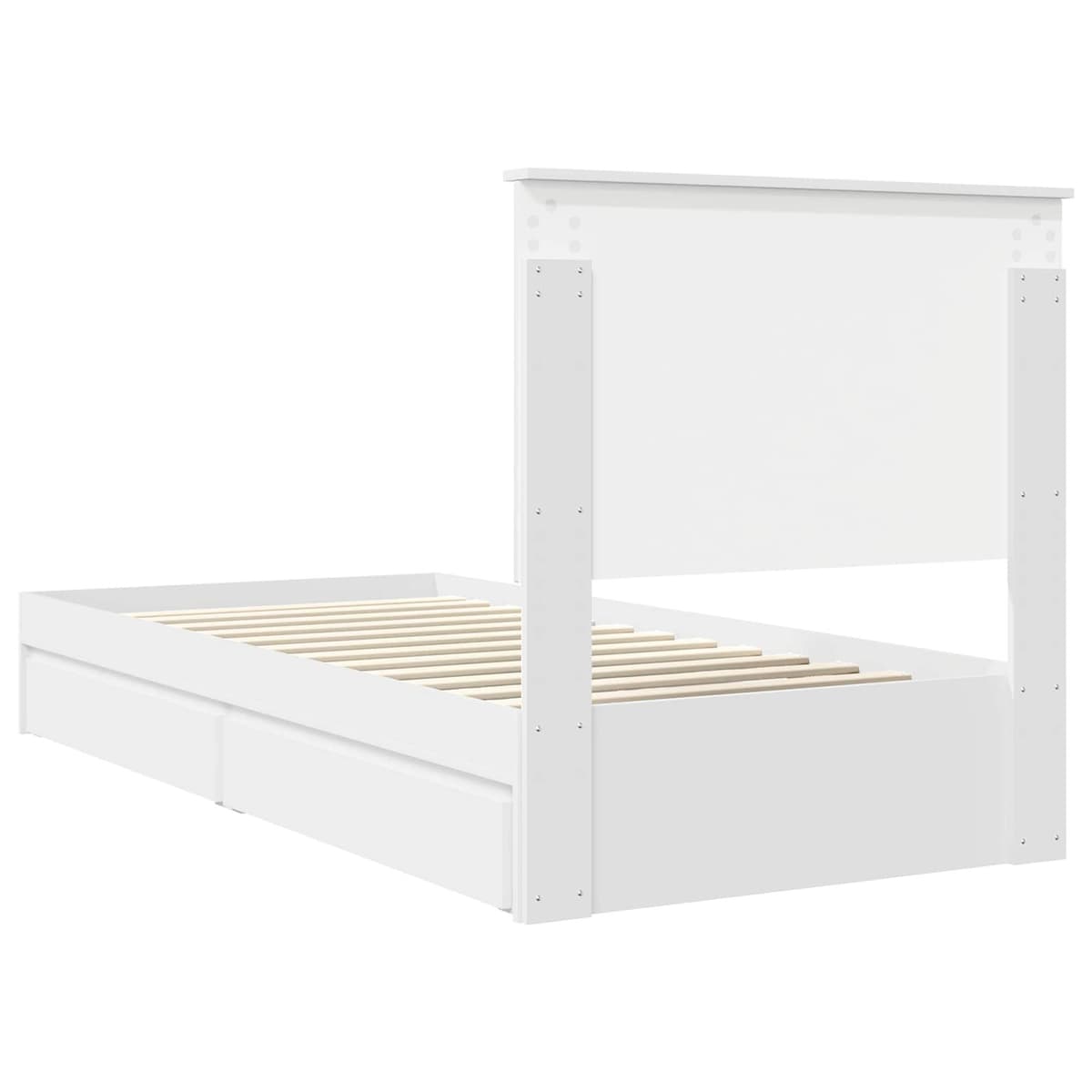 White Storage Bed with Headboard 90 x 190 cm