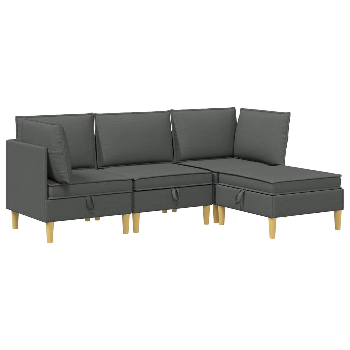 Grey Fabric Modular Sofa Set with Hidden Storage