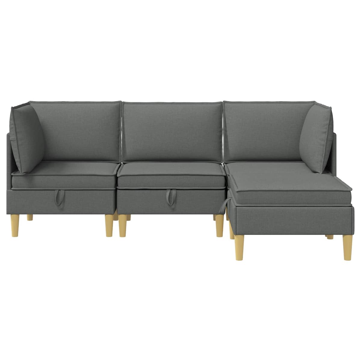 Grey Fabric Modular Sofa Set with Hidden Storage