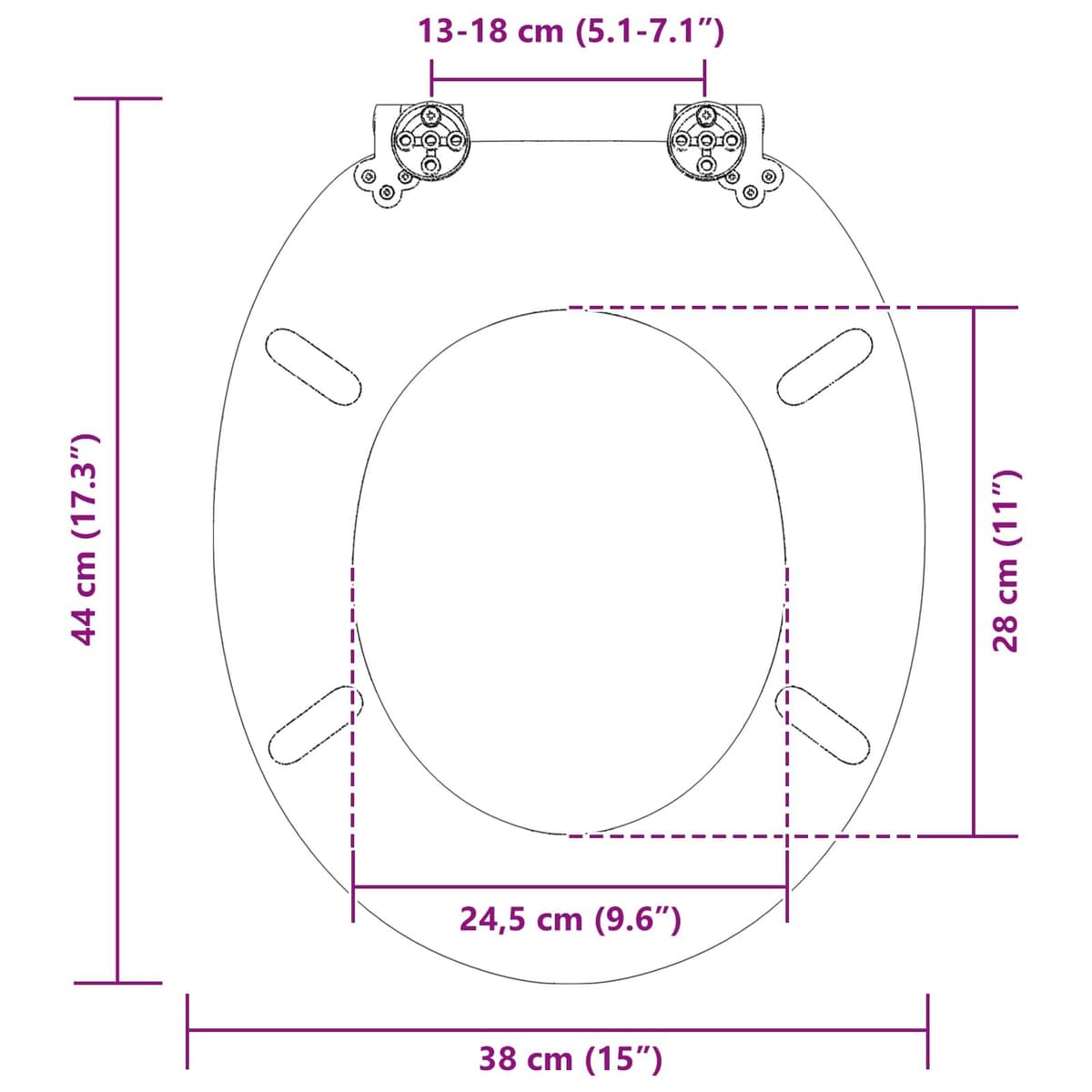 Brown Soft-Close Toilet Seat 44x38cm MDF 2 Pack