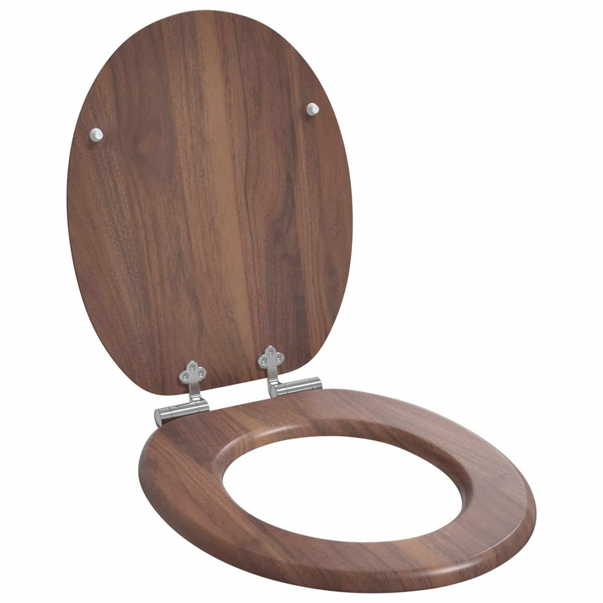 Brown Soft-Close Toilet Seat 44x38cm MDF 2 Pack