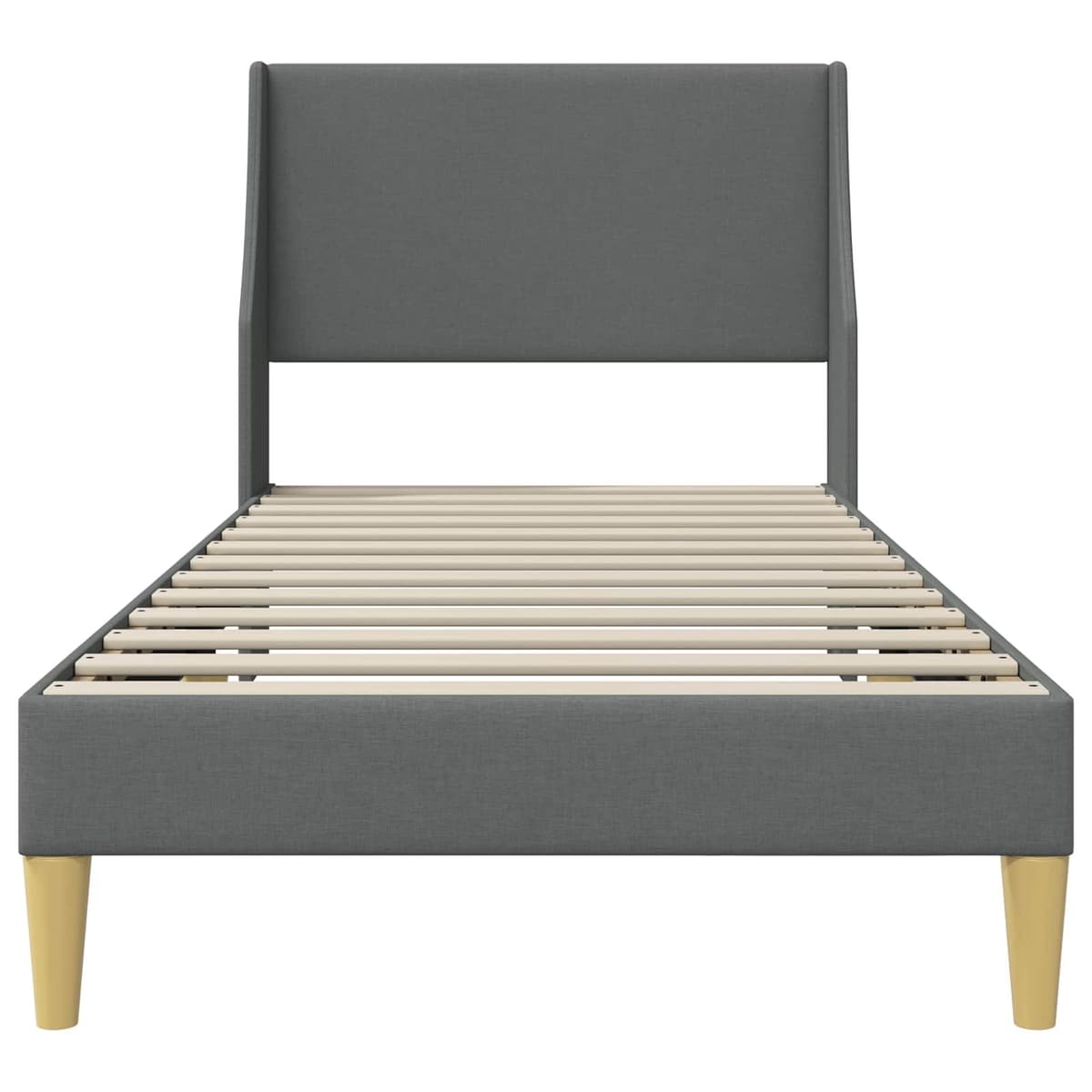 Bed Frame with Fabric Headboard in Dark Grey 90 x 190 cm