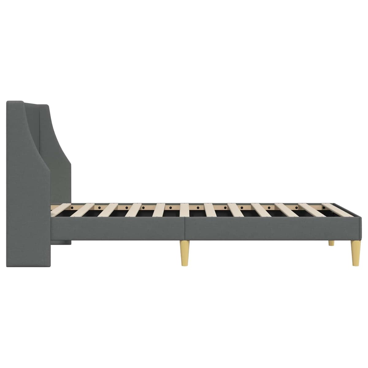 Bed Frame with Fabric Headboard in Dark Grey 90 x 190 cm