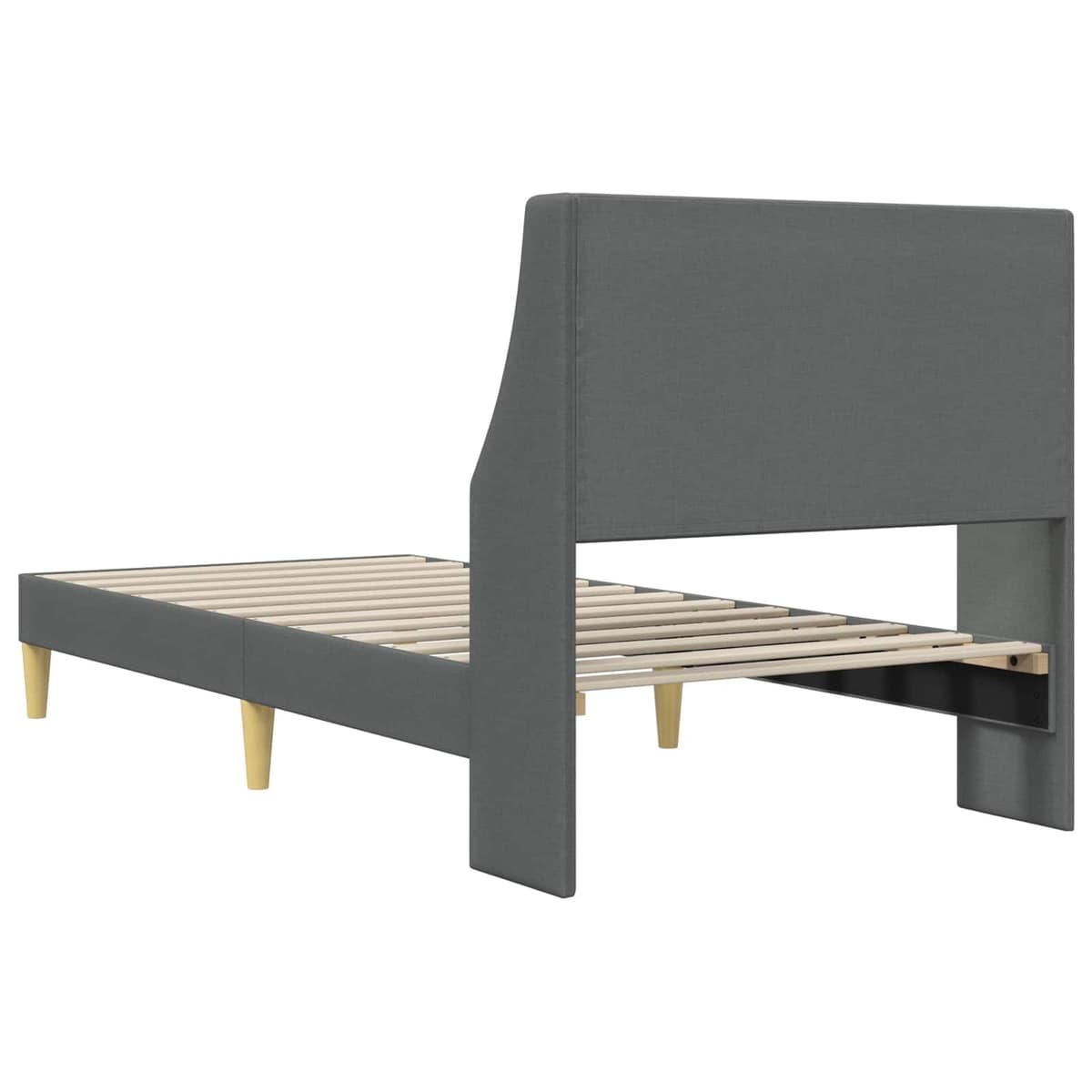 Bed Frame with Fabric Headboard in Dark Grey 90 x 190 cm