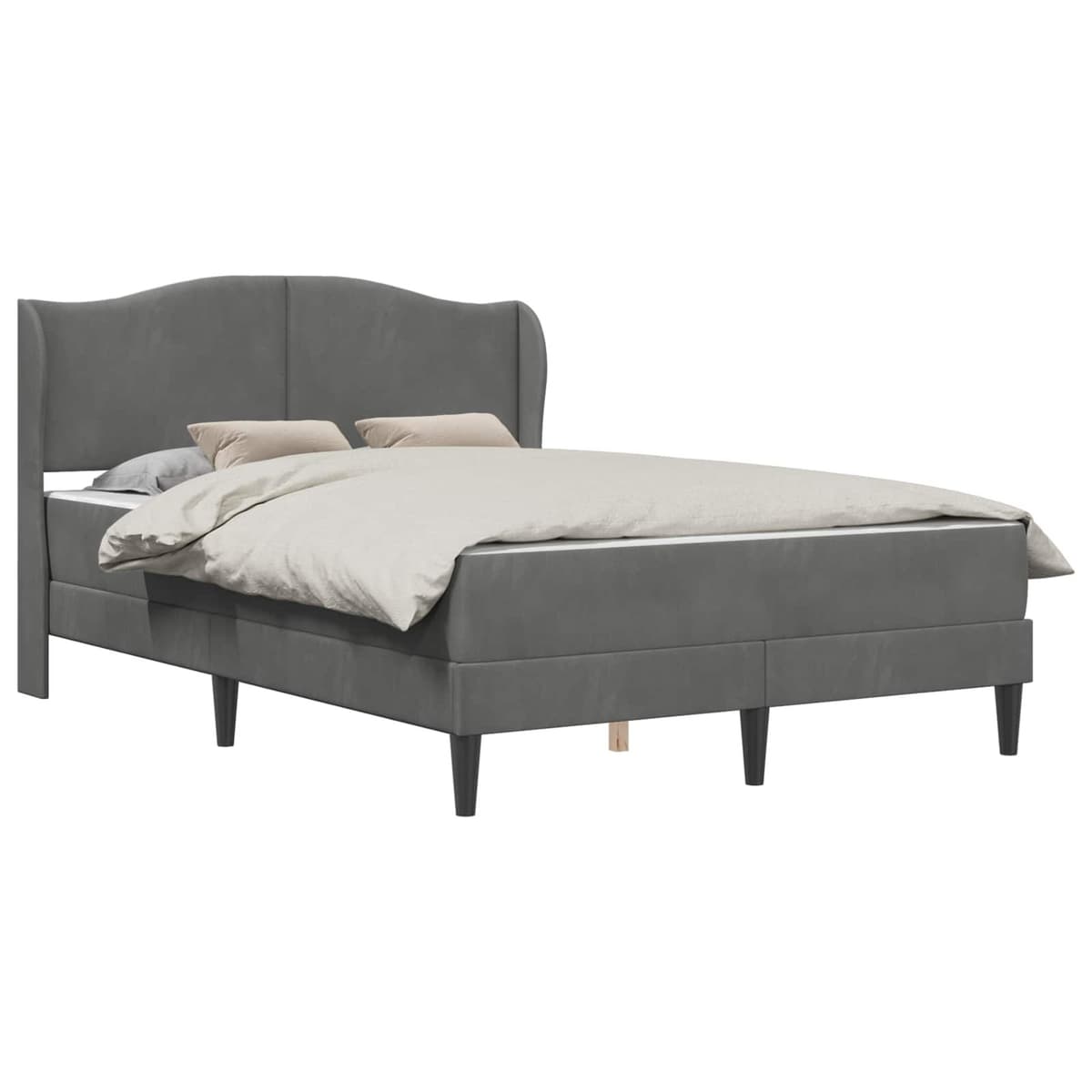 Dark Grey Bed Frame with Headboard 137 x 190 cm