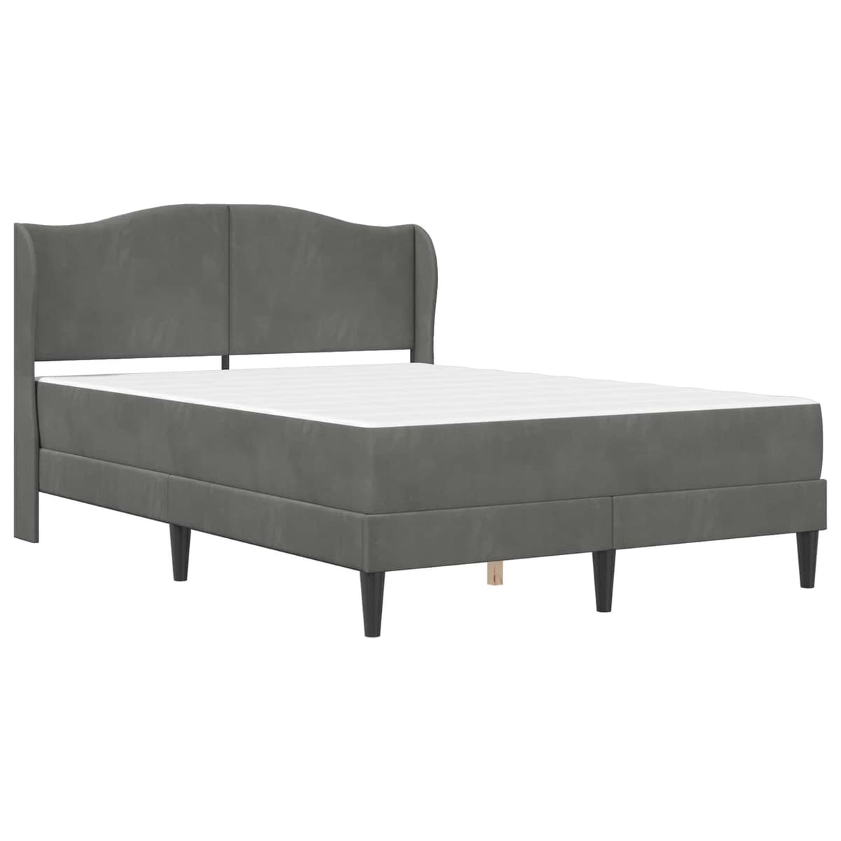 Dark Grey Bed Frame with Headboard 137 x 190 cm