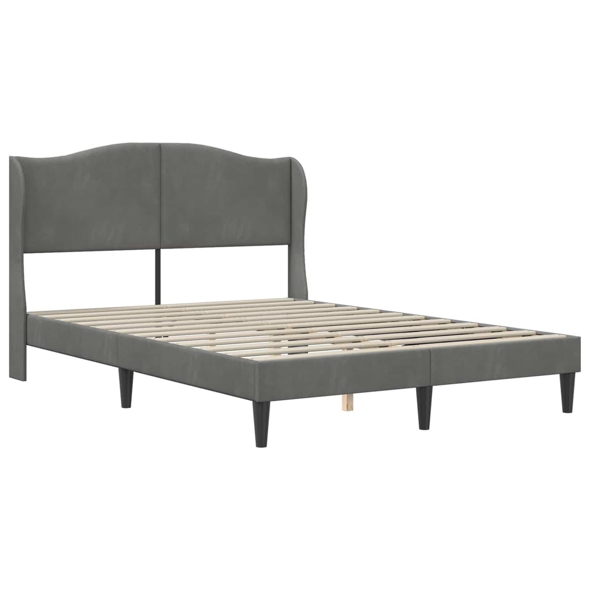 Dark Grey Bed Frame with Headboard 137 x 190 cm