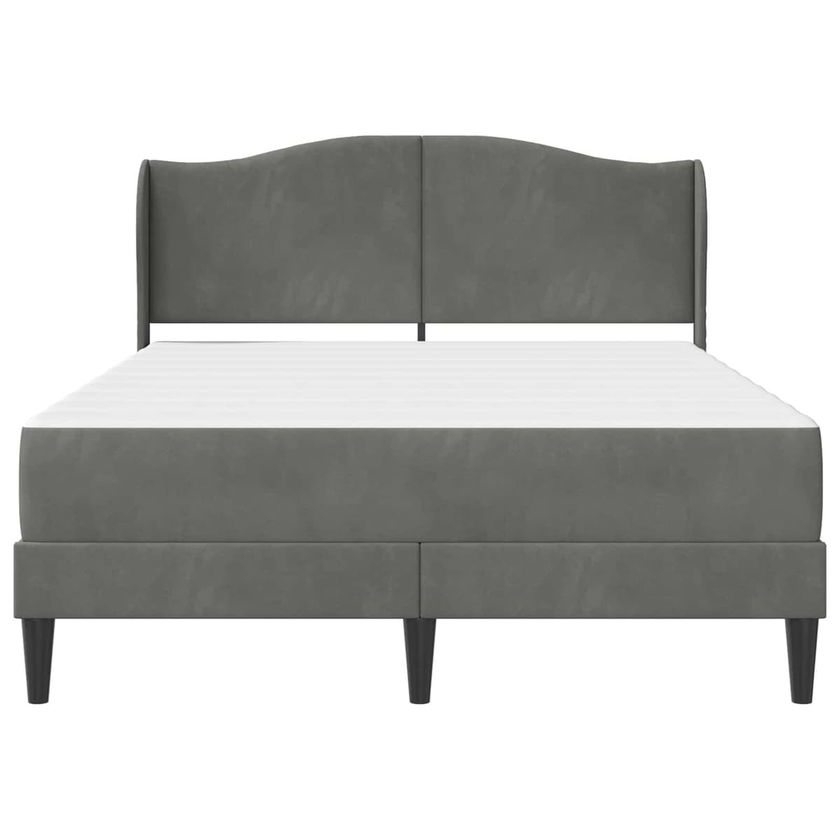 Dark Grey Bed Frame with Headboard 137 x 190 cm