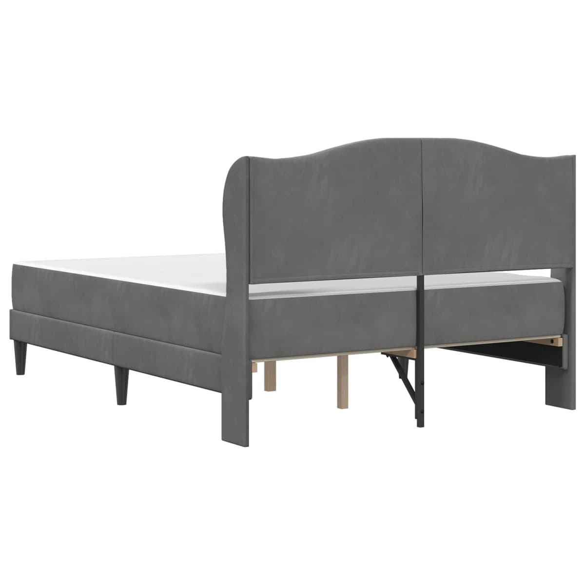 Dark Grey Bed Frame with Headboard 137 x 190 cm