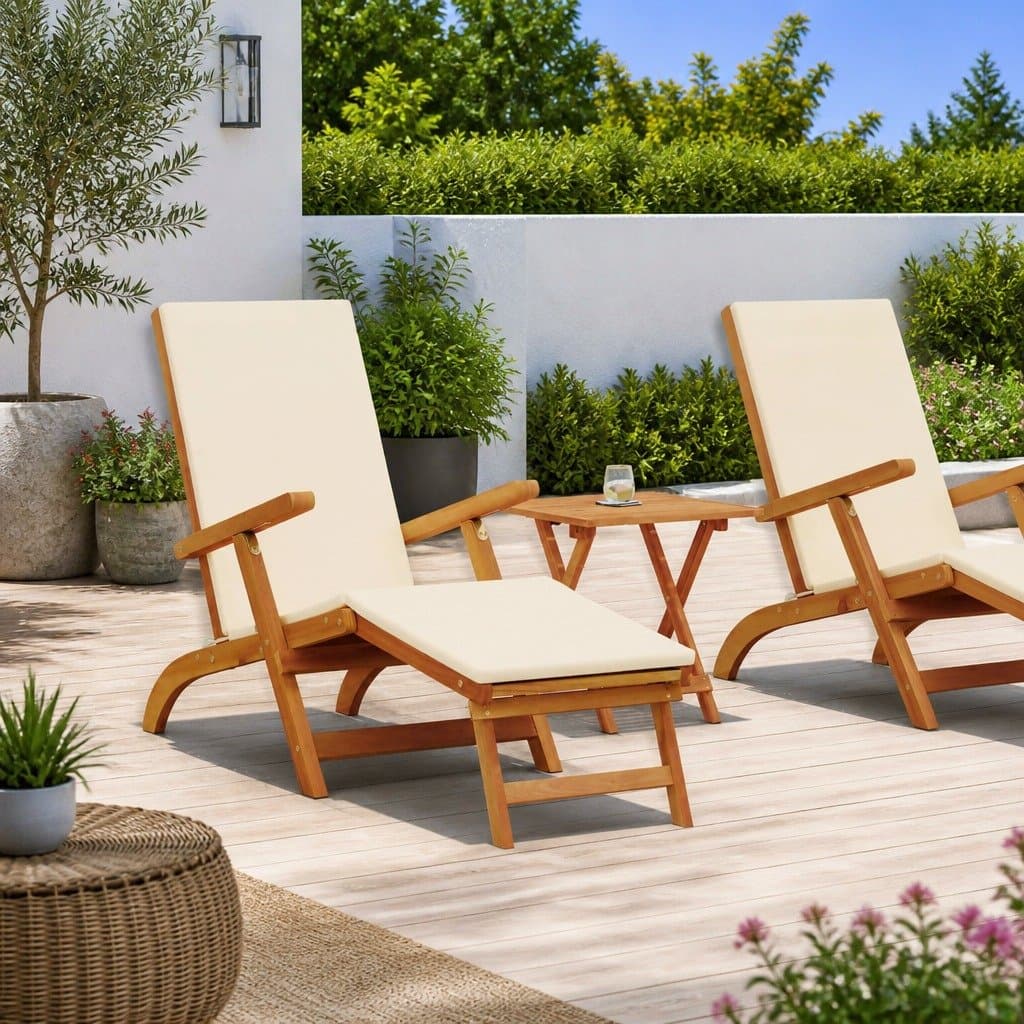 Folding Sun Lounger Chair with Adjustable Backrest
