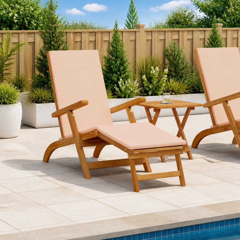 Folding Sun Lounger with Adjustable Backrest and Footrest