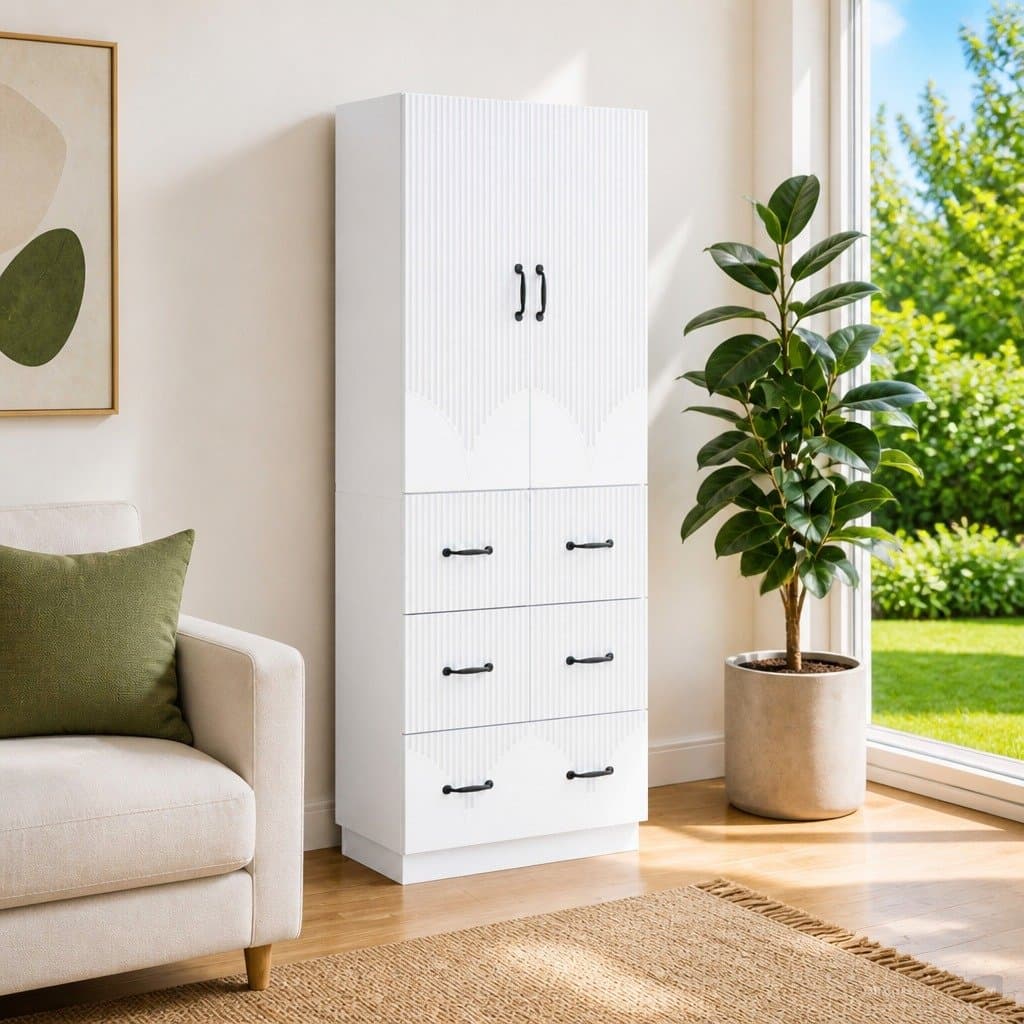 Storage Cabinet Set in White, 2 pcs