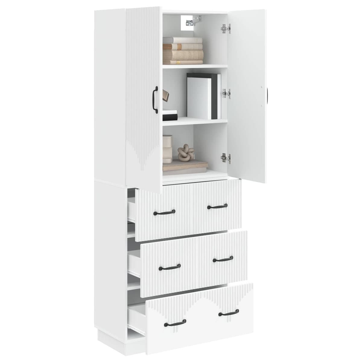 Storage Cabinet Set in White, 2 pcs