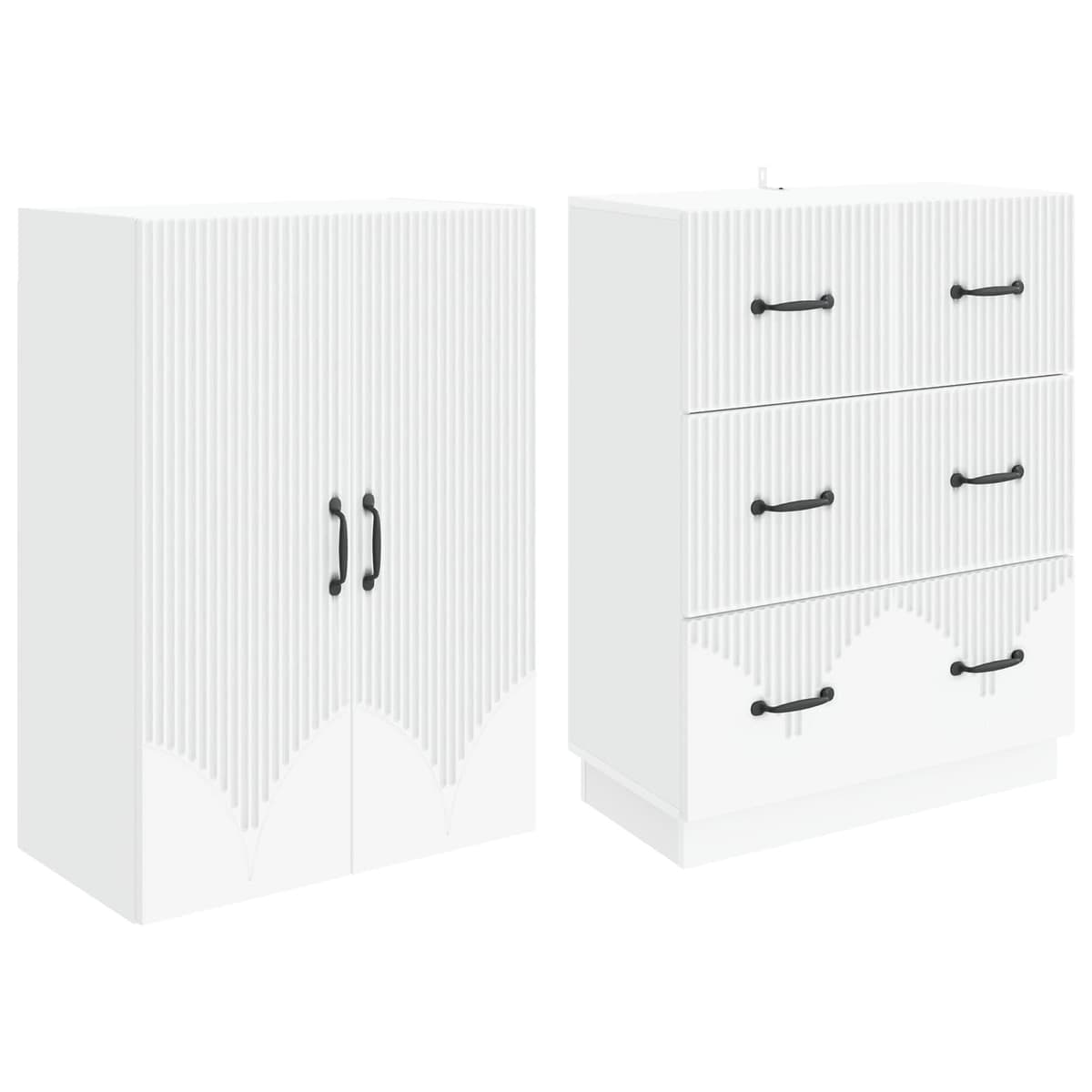 Storage Cabinet Set in White, 2 pcs