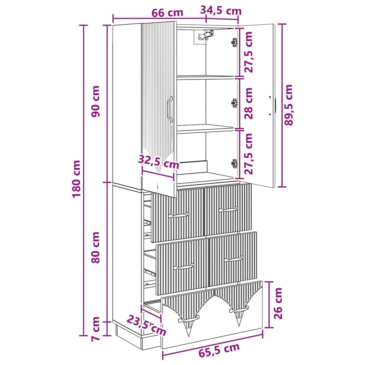 Storage Cabinet Set in White, 2 pcs