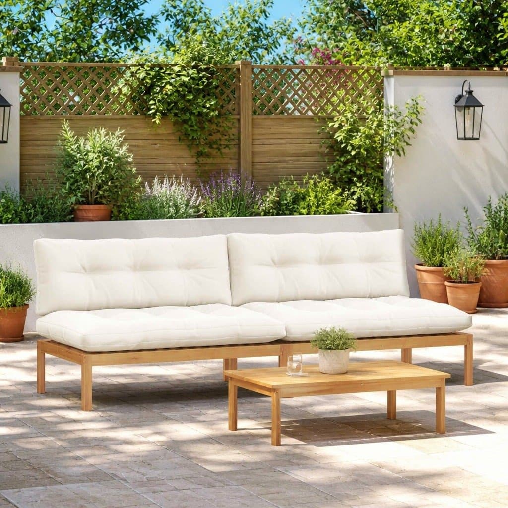 Outdoor Sectional Sofa Middle Unit in Light Acacia