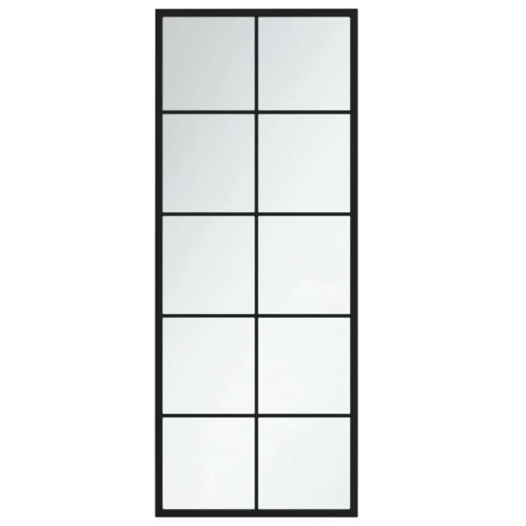 Black Metal Frame Wall Mirror 100x40 cm