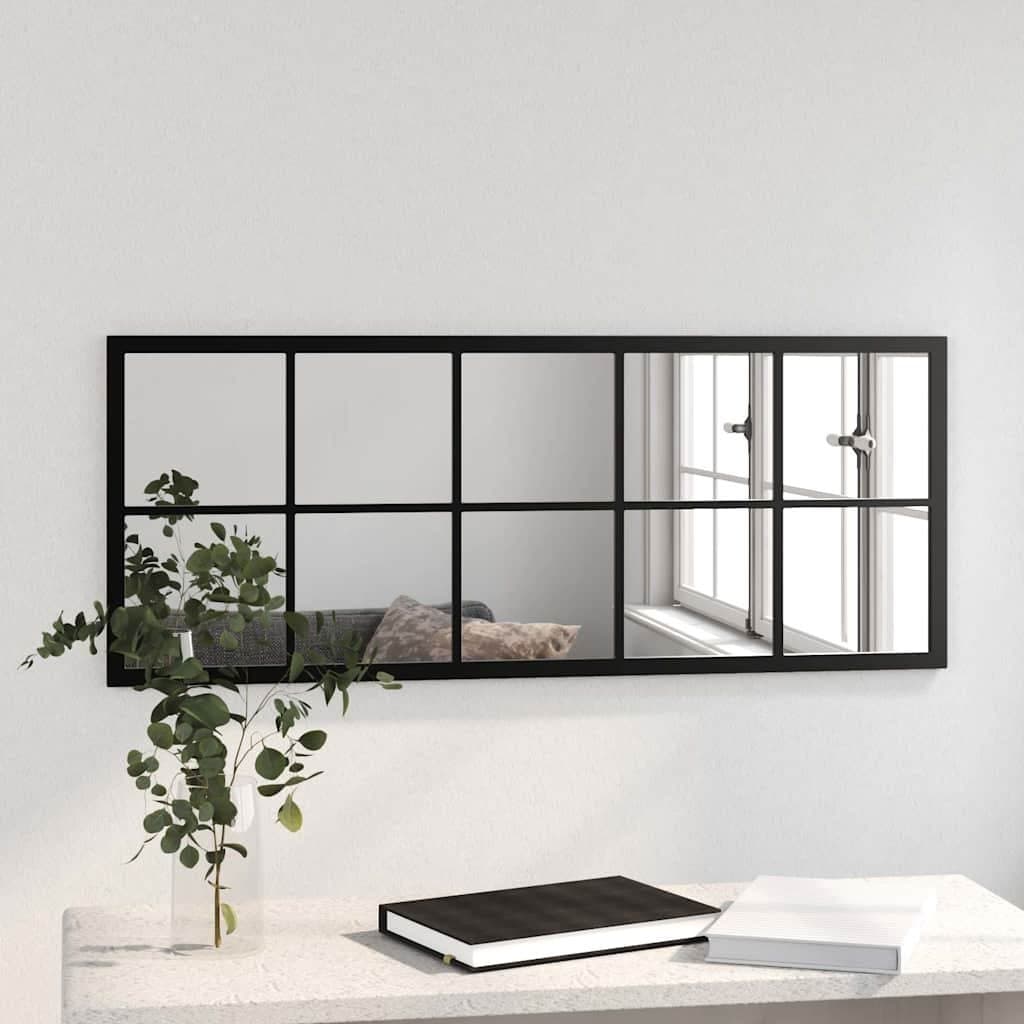 Black Metal Frame Wall Mirror 100x40 cm