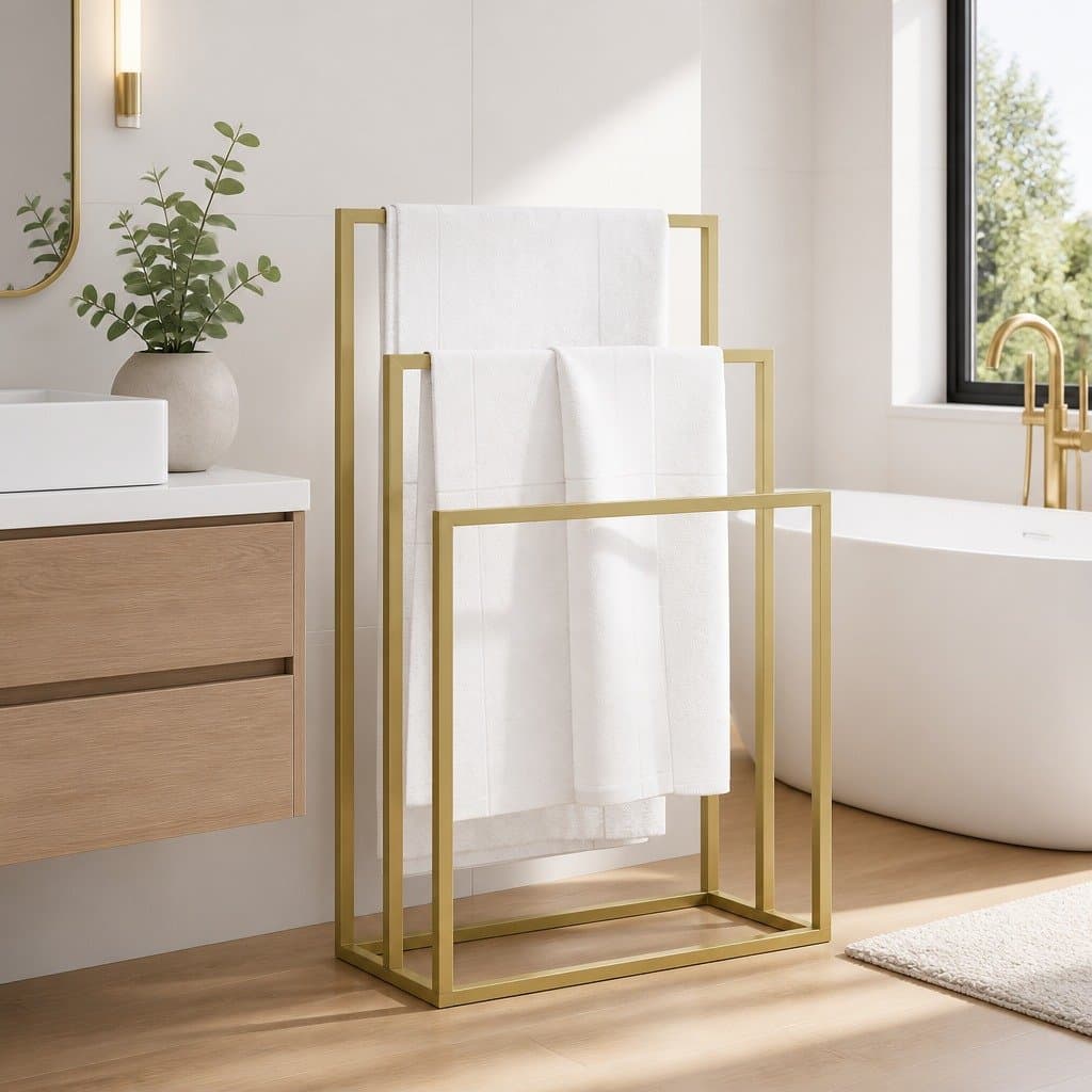 3 Tier Gold Iron Freestanding Towel Rack