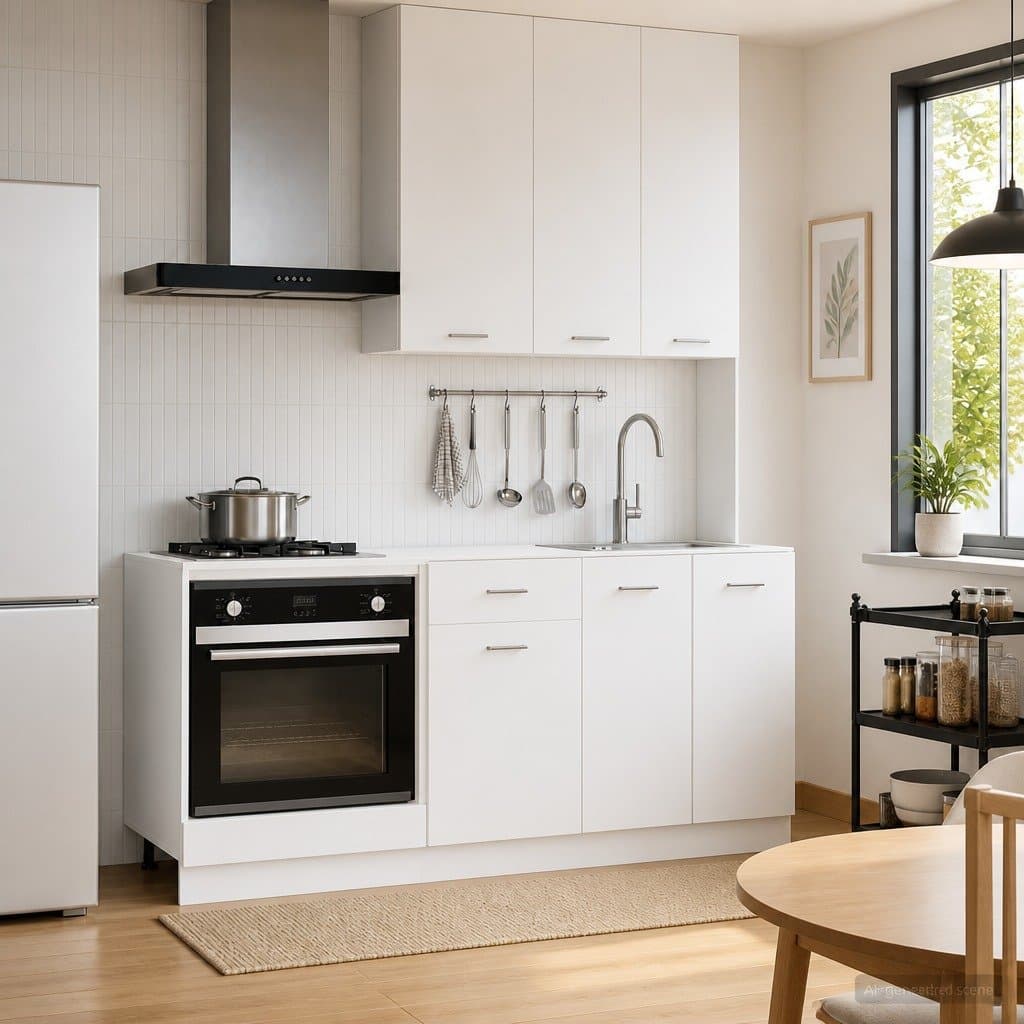 5-Piece White Engineered Wood Modern Kitchen Storage Unit