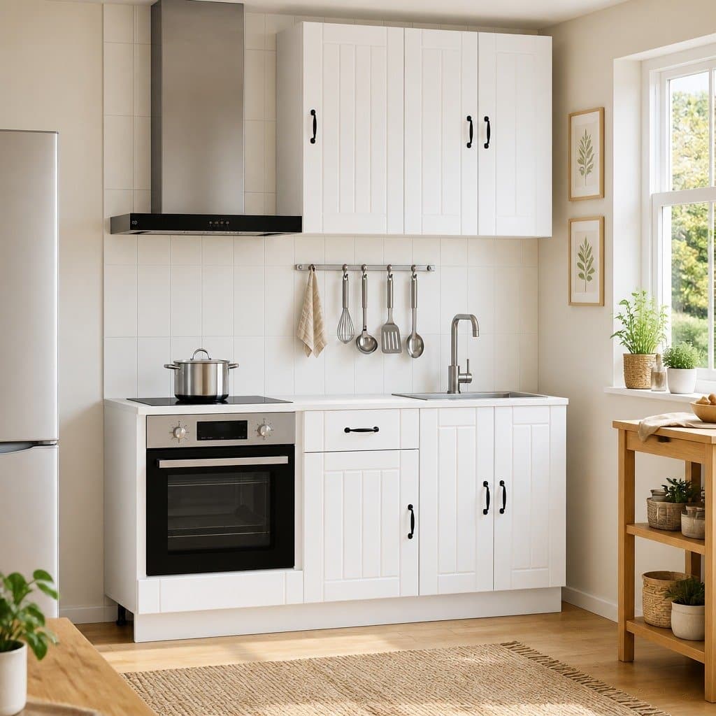 LUCCA 5 Piece White Engineered Wood Kitchen Storage Unit