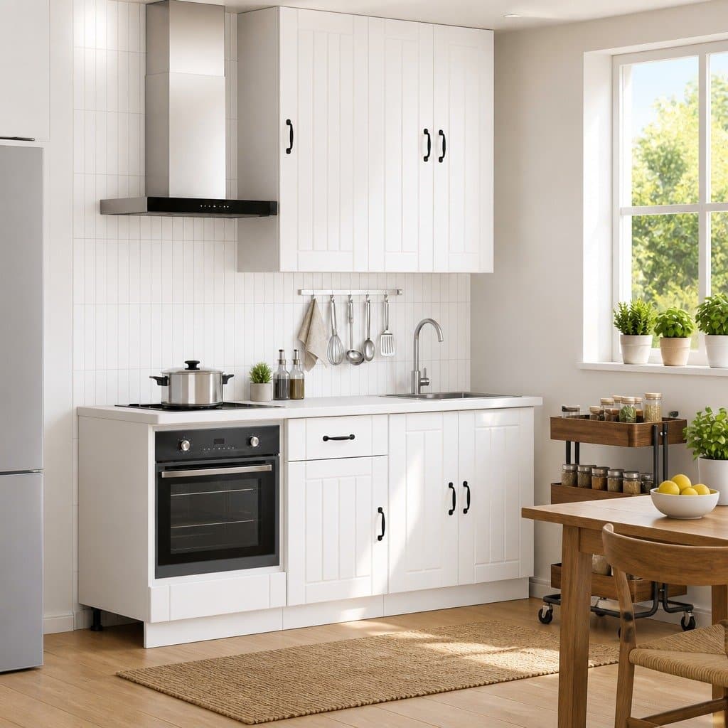 Engineered Wood 5-Piece White Kitchen Cabinet Set