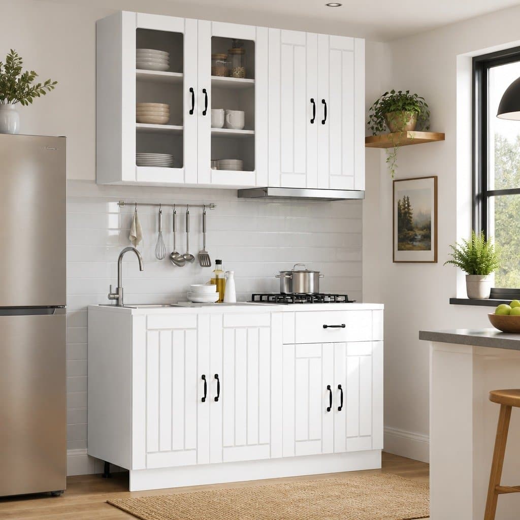 4 Piece Kitchen Cabinet Unit in White